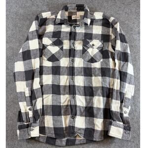 Marine Layer Button Up Shirt Men Black White Buffalo Plaid Flannel Western Small